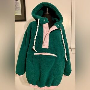 Sherpa oversized hoodie jacket frostbite fleece pullover 1/4 zip button up